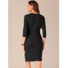 imageAllegra K Wear to Work Dress for Womens Tie Front Slit Neck 34 Sleeve Sheath DressesBlack