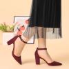 imageAllegra K Womens Ankle Strap Pointed Toe Block Heels PumpsBurgundy