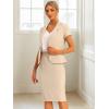 imageAllegra K Womens Business Skirt Suit Set Work Office Short Sleeve Blazer Jacket Pencil SkirtApricot
