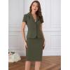 imageAllegra K Womens Business Skirt Suit Set Work Office Short Sleeve Blazer Jacket Pencil SkirtArmy Green