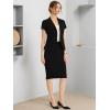 imageAllegra K Womens Business Skirt Suit Set Work Office Short Sleeve Blazer Jacket Pencil SkirtBlack