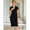 imageAllegra K Womens Business Skirt Suit Set Work Office Short Sleeve Blazer Jacket Pencil SkirtBlack