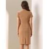 imageAllegra K Womens Business Skirt Suit Set Work Office Short Sleeve Blazer Jacket Pencil SkirtBrown