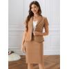 imageAllegra K Womens Business Skirt Suit Set Work Office Short Sleeve Blazer Jacket Pencil SkirtBrown