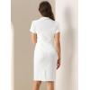 imageAllegra K Womens Business Skirt Suit Set Work Office Short Sleeve Blazer Jacket Pencil SkirtCream White