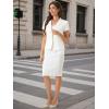 imageAllegra K Womens Business Skirt Suit Set Work Office Short Sleeve Blazer Jacket Pencil SkirtCream White