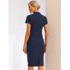 imageAllegra K Womens Business Skirt Suit Set Work Office Short Sleeve Blazer Jacket Pencil SkirtDark Blue