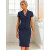 imageAllegra K Womens Business Skirt Suit Set Work Office Short Sleeve Blazer Jacket Pencil SkirtDark Blue