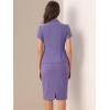 imageAllegra K Womens Business Skirt Suit Set Work Office Short Sleeve Blazer Jacket Pencil SkirtDark Purple