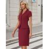 imageAllegra K Womens Business Skirt Suit Set Work Office Short Sleeve Blazer Jacket Pencil SkirtDark Red