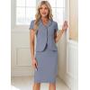 imageAllegra K Womens Business Skirt Suit Set Work Office Short Sleeve Blazer Jacket Pencil SkirtGrey Blue