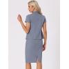 imageAllegra K Womens Business Skirt Suit Set Work Office Short Sleeve Blazer Jacket Pencil SkirtGrey Blue