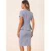 imageAllegra K Womens Business Skirt Suit Set Work Office Short Sleeve Blazer Jacket Pencil SkirtLight Purple