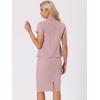 imageAllegra K Womens Business Skirt Suit Set Work Office Short Sleeve Blazer Jacket Pencil SkirtPink