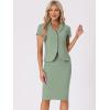 imageAllegra K Womens Business Skirt Suit Set Work Office Short Sleeve Blazer Jacket Pencil SkirtSea Green
