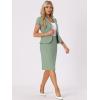 imageAllegra K Womens Business Skirt Suit Set Work Office Short Sleeve Blazer Jacket Pencil SkirtSea Green