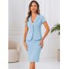 imageAllegra K Womens Business Skirt Suit Set Work Office Short Sleeve Blazer Jacket Pencil SkirtSky Blue