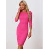 imageAllegra K Womens Elegant Lace Dress 34 Sleeve Business Wedding Guest Cocktail Bodycon DressHot Pink