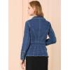 imageAllegra K Womens Jean Jacket Button Down Notched Lapel Long Sleeve Work Office Denim Blazer JacketDark Blue