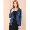 imageAllegra K Womens Jean Jacket Button Down Notched Lapel Long Sleeve Work Office Denim Blazer JacketDark Blue