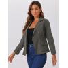 imageAllegra K Womens Jean Jacket Button Down Notched Lapel Long Sleeve Work Office Denim Blazer JacketDark Grey