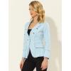 imageAllegra K Womens Jean Jacket Button Down Notched Lapel Long Sleeve Work Office Denim Blazer JacketLight Blue
