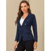 imageAllegra K Womens Jean Jacket Button Down Notched Lapel Long Sleeve Work Office Denim Blazer JacketMidblue