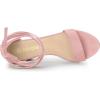 imageAllegra K Womens Lace Up and Ankle Strap Chunky Heel SandalsPink