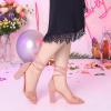 imageAllegra K Womens Lace Up and Ankle Strap Chunky Heel SandalsPink