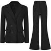 imageAllegra K 2 Piece Work Suit for Womens Business Formal DoubleBreasted Blazer and Pants SetBlack