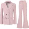 imageAllegra K 2 Piece Work Suit for Womens Business Formal DoubleBreasted Blazer and Pants SetPink