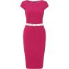 imageAllegra K Business Casual Dress for Womens Cap Sleeve Boat Neck Belted Pencil DressHot Pink