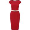 imageAllegra K Business Casual Dress for Womens Cap Sleeve Boat Neck Belted Pencil DressRed
