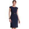 imageAllegra K Elegant Business Dress for Womens Cap Sleeve Belted Wear to Work Sheath DressesDark Blue