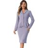 imageAllegra K Skirt Suit Sets for Womens 2 Piece Formal Office Notched Lapel Peplum Jacket Blazer Pencil Skirts SetGrey Purple