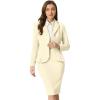 imageAllegra K Skirt Suit Sets for Womens 2 Piece Formal Office Notched Lapel Peplum Jacket Blazer Pencil Skirts SetWhite Beige