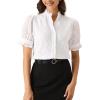 imageAllegra K Summer Tops for Womens Dressy Short Sleeve V Neck Buttons Hollow Out Embroidered Blouses ShirtsWhite