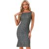 imageAllegra K Tweed Dress for Womens Summer Sleeveless Elegant Plaid Bodycon DressesBlack