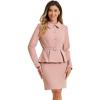 imageAllegra K Two Pieces Suits for Womens Business Peplum Blazer Jacket Mini Pencil Skirt SetsPink