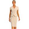imageAllegra K Womens Business Skirt Suit Set Work Office Short Sleeve Blazer Jacket Pencil SkirtApricot