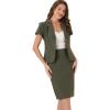 imageAllegra K Womens Business Skirt Suit Set Work Office Short Sleeve Blazer Jacket Pencil SkirtArmy Green