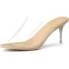 imageAllegra K Womens Clear Strap Open Toe Slip On Stiletto Heel Slide SandalsBeige