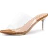 imageAllegra K Womens Clear Strap Open Toe Slip On Stiletto Heel Slide SandalsBrown