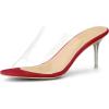 imageAllegra K Womens Clear Strap Open Toe Slip On Stiletto Heel Slide SandalsRed