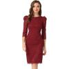 imageAllegra K Womens Elegant Lace Dress 34 Sleeve Business Wedding Guest Cocktail Bodycon DressBurgundy