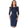 imageAllegra K Womens Elegant Lace Dress 34 Sleeve Business Wedding Guest Cocktail Bodycon DressDark Blue