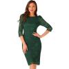 imageAllegra K Womens Elegant Lace Dress 34 Sleeve Business Wedding Guest Cocktail Bodycon DressDark Green