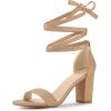 imageAllegra K Womens Lace Up and Ankle Strap Chunky Heel SandalsTan