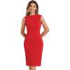 imageAllegra K Work Dress for Womens Crew Neck Business Casual Knee Length Sleeveless Sheath DressesRed