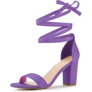 imageAllegra K Womens Lace Up and Ankle Strap Chunky Heel SandalsLavender